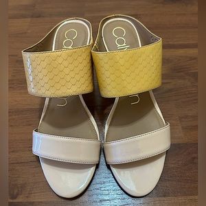 Calvin Klein Natural Light Pink/Salmon Color Cecily Slip on Low Heel Sandals